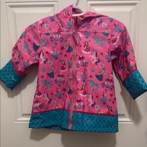 Playful Pink and Blue Swim Coverup with Vibrant Accents